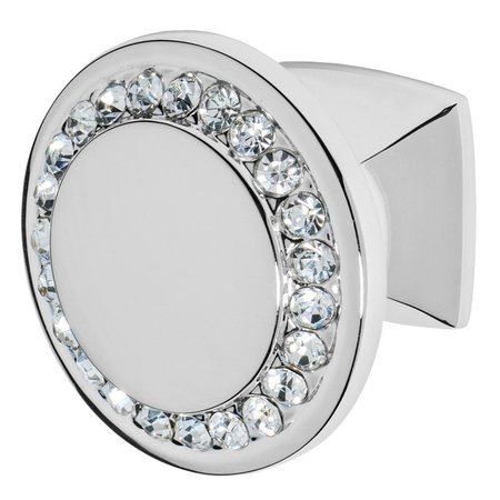 WISDOM STONE Isabel Cabinet Knob, 1-1/4 in dia., Polished Chrome with Clear Crystals 4211CH-C